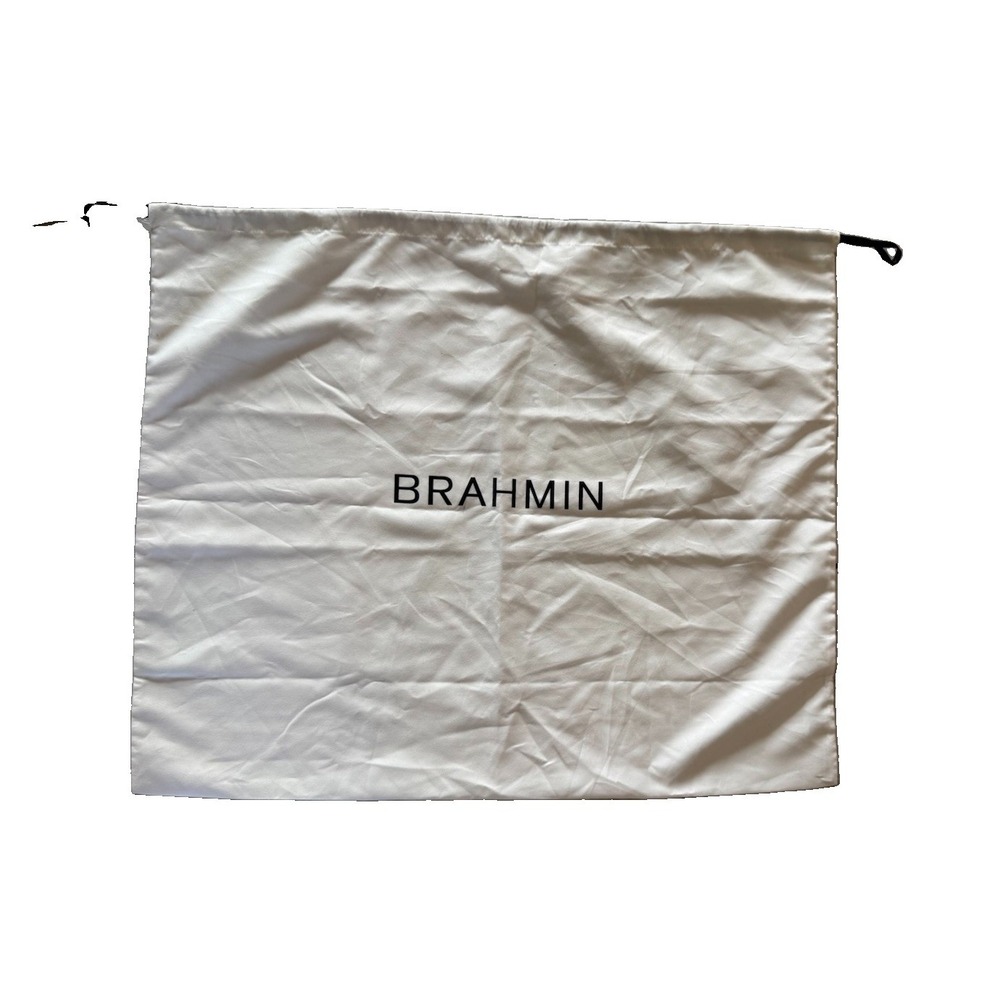 Brahmin Large White Fabric Handbag Dust Bag Drawstring Cover 18" x 22" Authentic